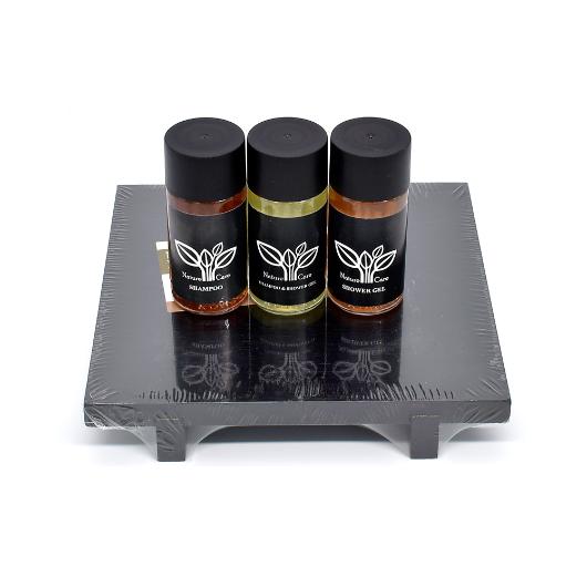 AMENITIES SQUARE STAND BAMBOO IN BLACK COLOR 15x15x2,5cm