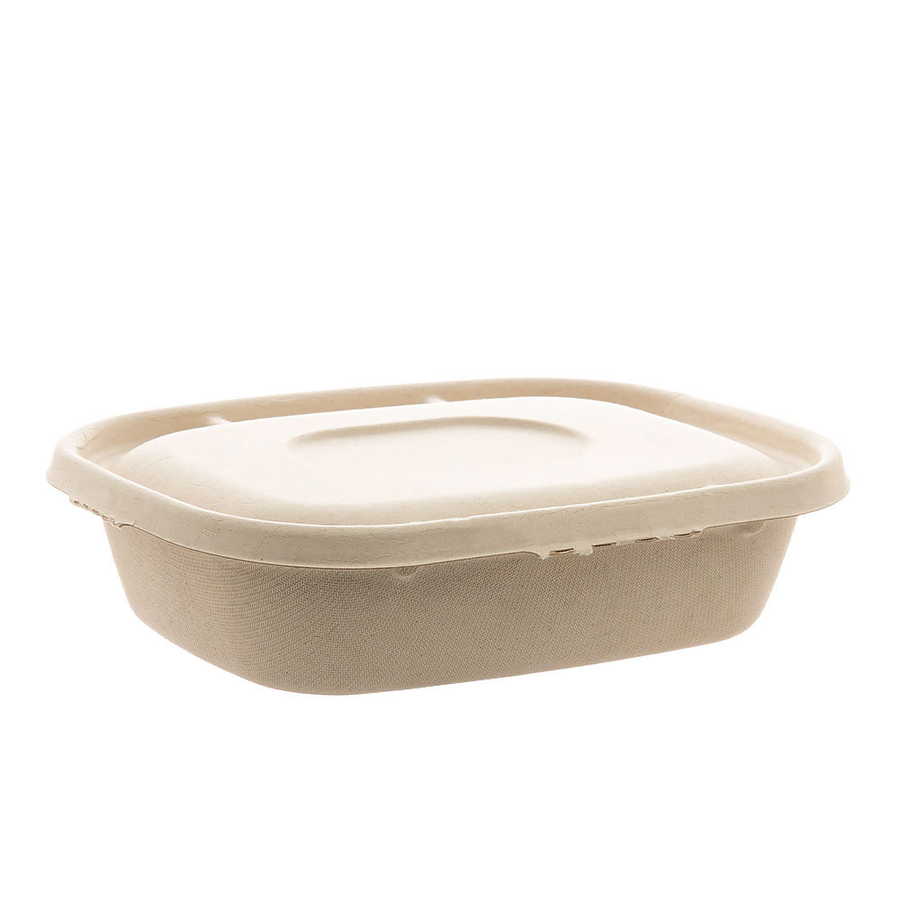 UTENSIL FROM SUGAR CANE RECTANGULAR SAFE LOCK (1100ml) 220x170x50mm 50pcs