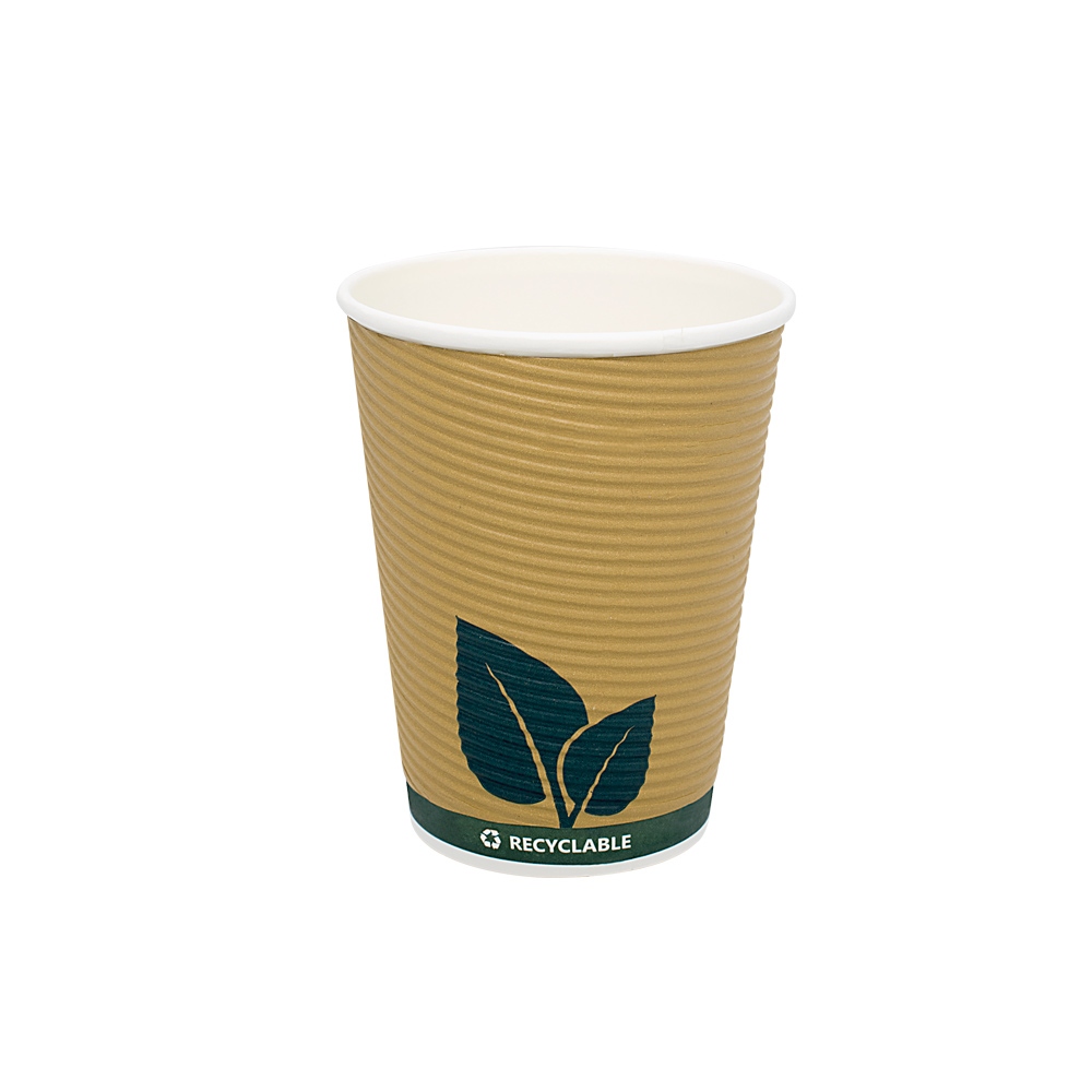 BIODEGRADABLE RIPPLE CUP 14oz GREEN LEAF 25pcs DOUBLE WALL