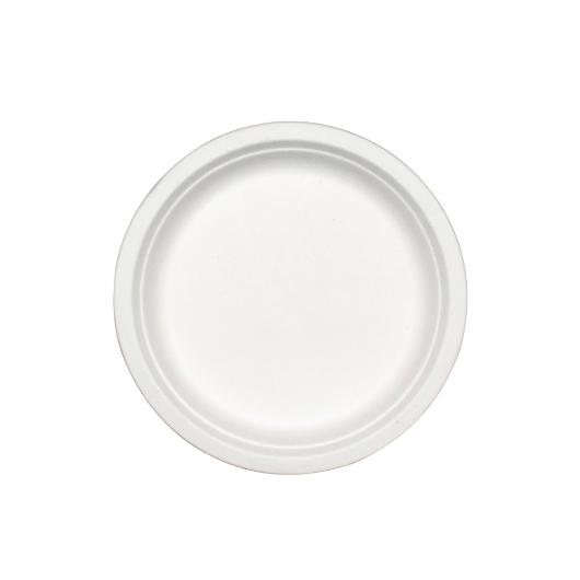 BIODEGRADABLE PLATE FROM SUGARCANE FIBER D23cm WHITE 10pcs