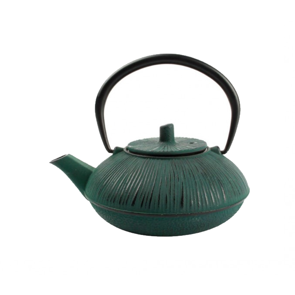 TEAPOT CAST IRON GREEN/BLACK WITH STAINLESS STRAINER 500ml