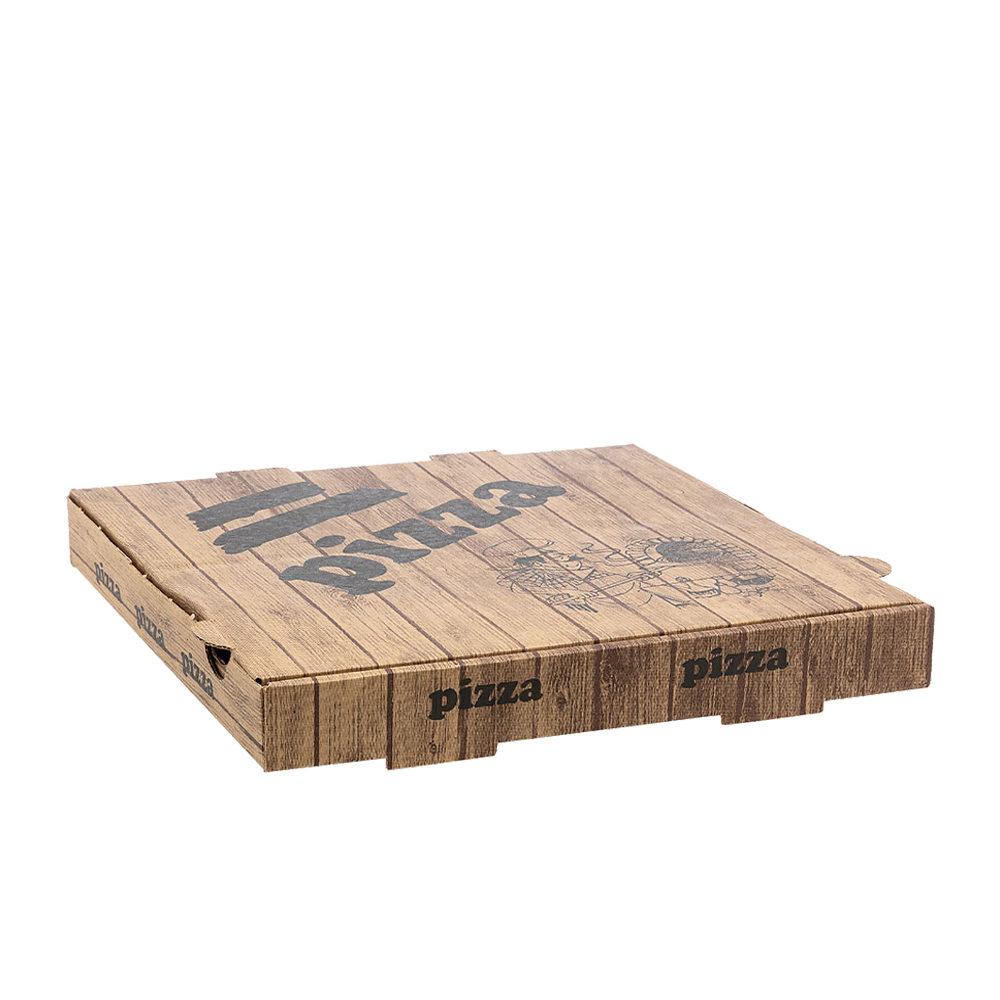 PIZZA BOX KRAFT "WOODEN" DESIGN 26x26cm 200pcs