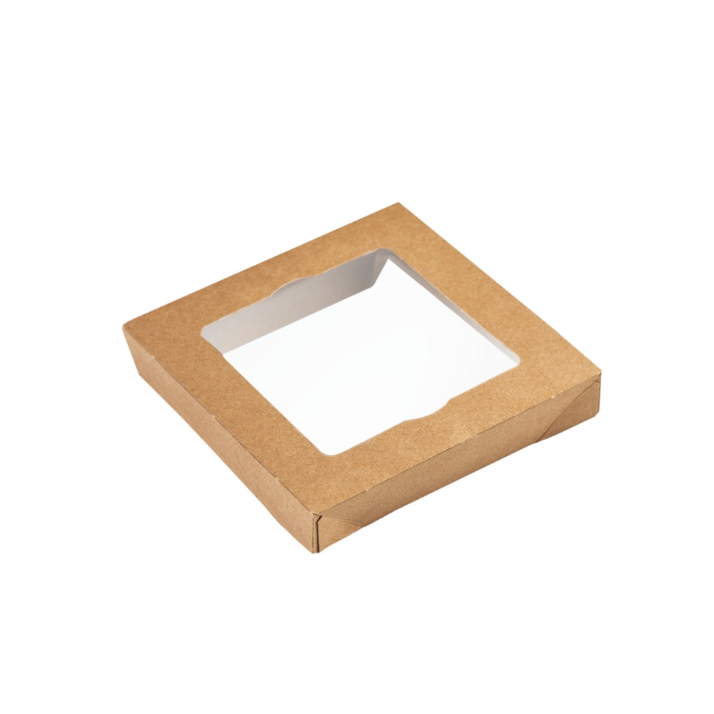 LID WITH WINDOW FOR KRAFT SQUARE TRAY 1300ml 15x15x3cm 25PCS