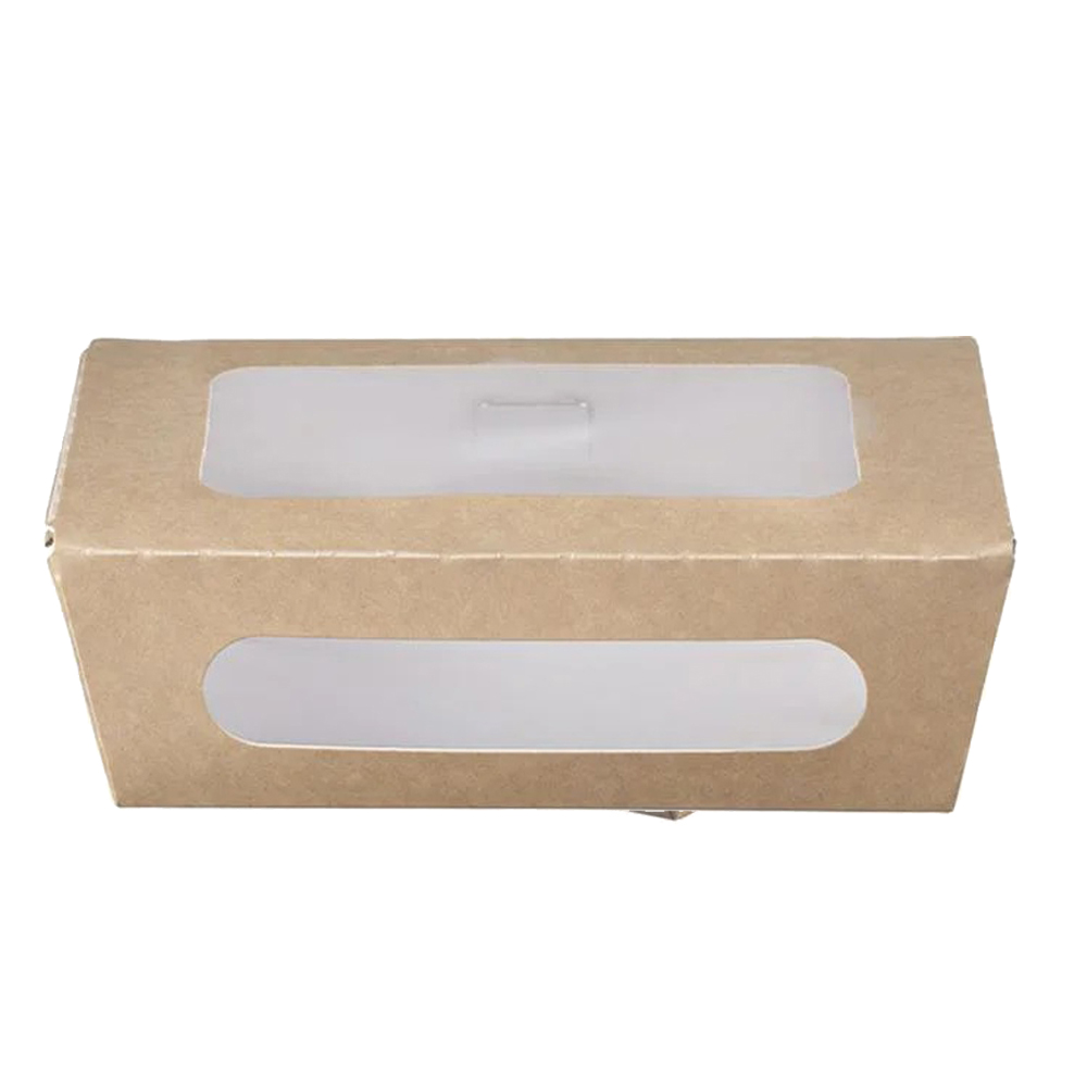 KRAFT SALAD BOX WITH PET FILM WINDOWS (2000ml) 20,4x14,2x7,4cm 50pcs