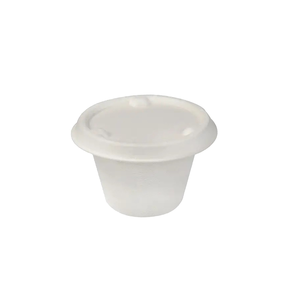 ROUND SUGAR CANE SAUCE CONTAINER WITH LID 4oz 100PCS