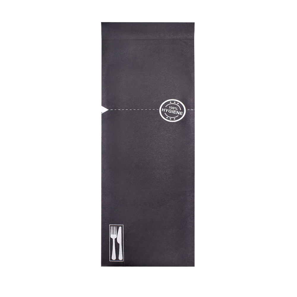 PAPER CUTLERY ENVELOPE BLACK WITH BLACK LUXURY PAPER NAPKIN 350pcs