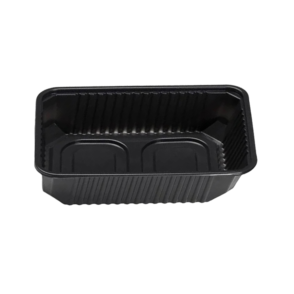 PP RIPPLE MICROWAVE CONTAINER PARAL/MO BLACK 18x13x6.5cm (1000ml) 50PCS