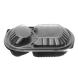 PP MICROWAVE CONTAINER BLACK 2-POSITION WITH TRANSPARENT LID 24.5x20x4.3cm (1050ml) 50pcs