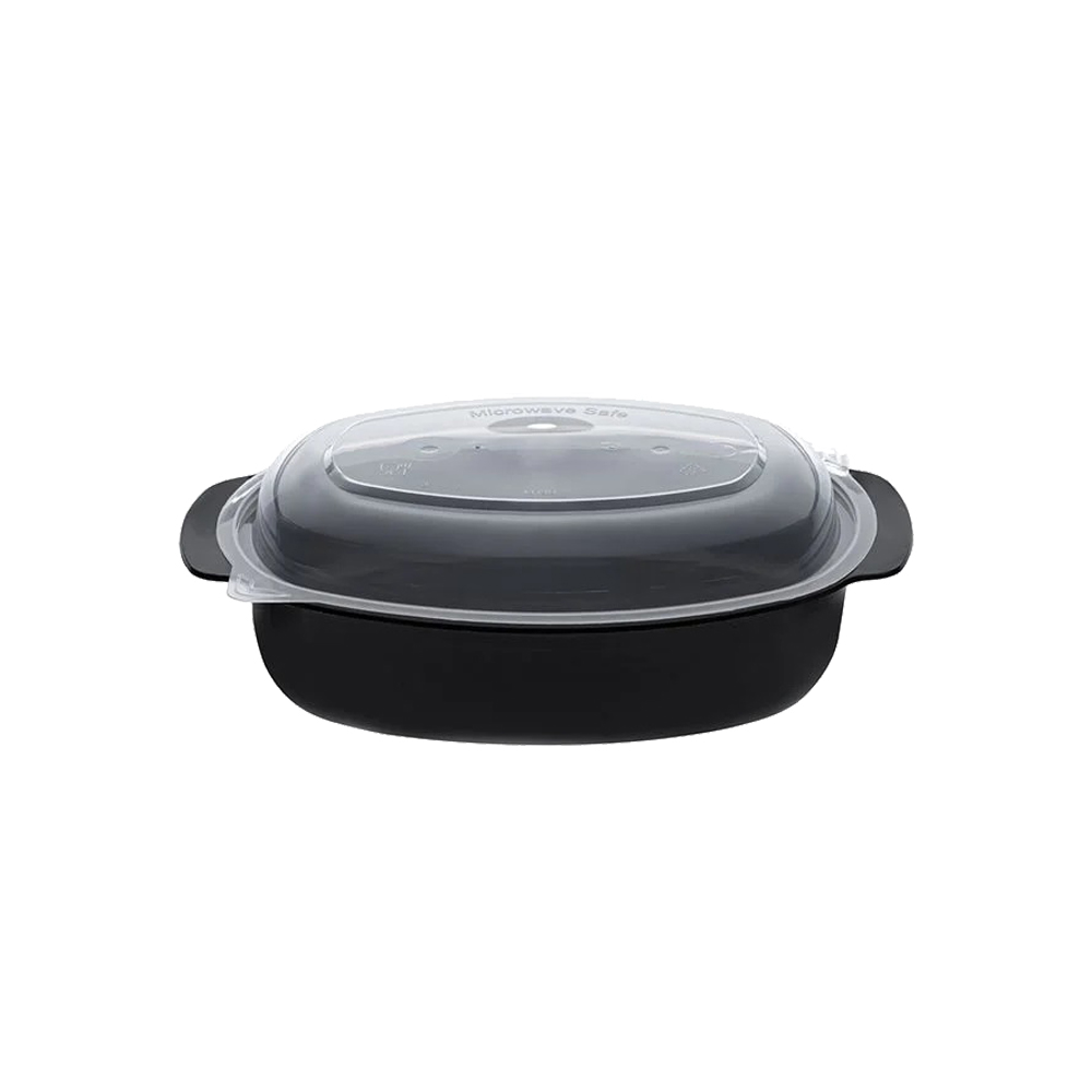 PP MICROWAVE CONTAINER OVAL BLACK 22x12x7.5cm (950ml) 50pcs