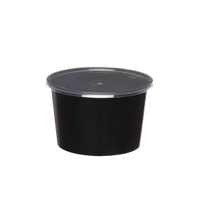ROUND BLACK MICROWAVE PP CONTAINER WITH TRANSPARENT LID (1000ml) 50pcs