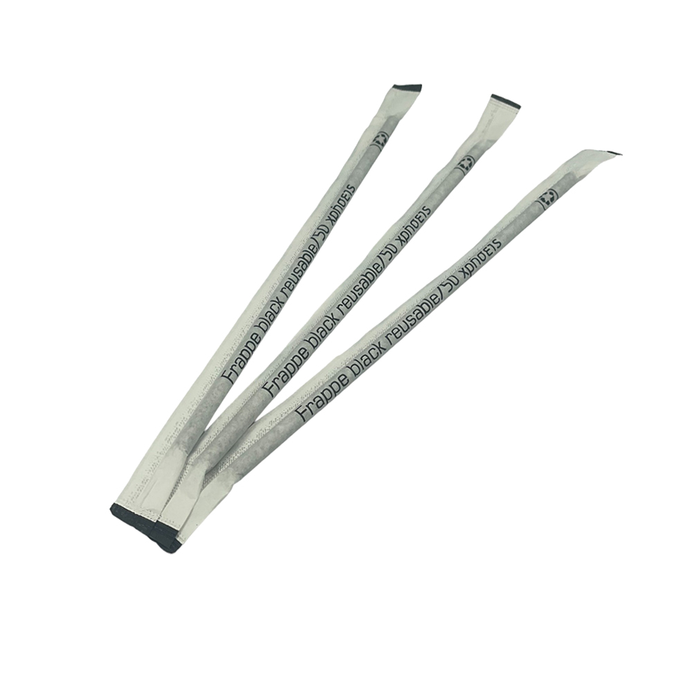 STRAWS REUSABLE BLACK COATED 1/1 WITH PAPER WRAPPING D6x210mm 1000pcs