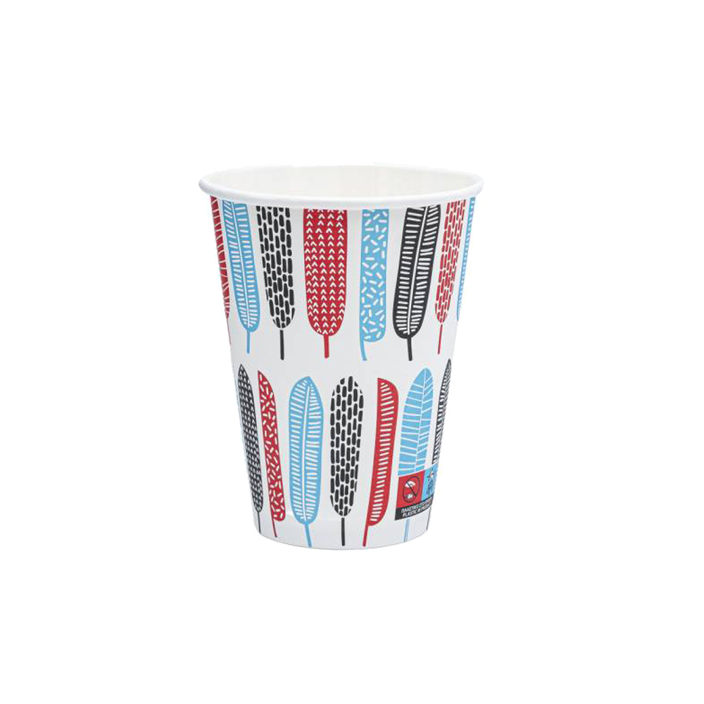 ΠΟΤΗΡΙ ΧΑΡΤΙΝΟ 14oz (SW) ''FEATHERS'' ΜΕ ΕΠΙΣΤΡΩΣΗ PE 50ΤΕΜ