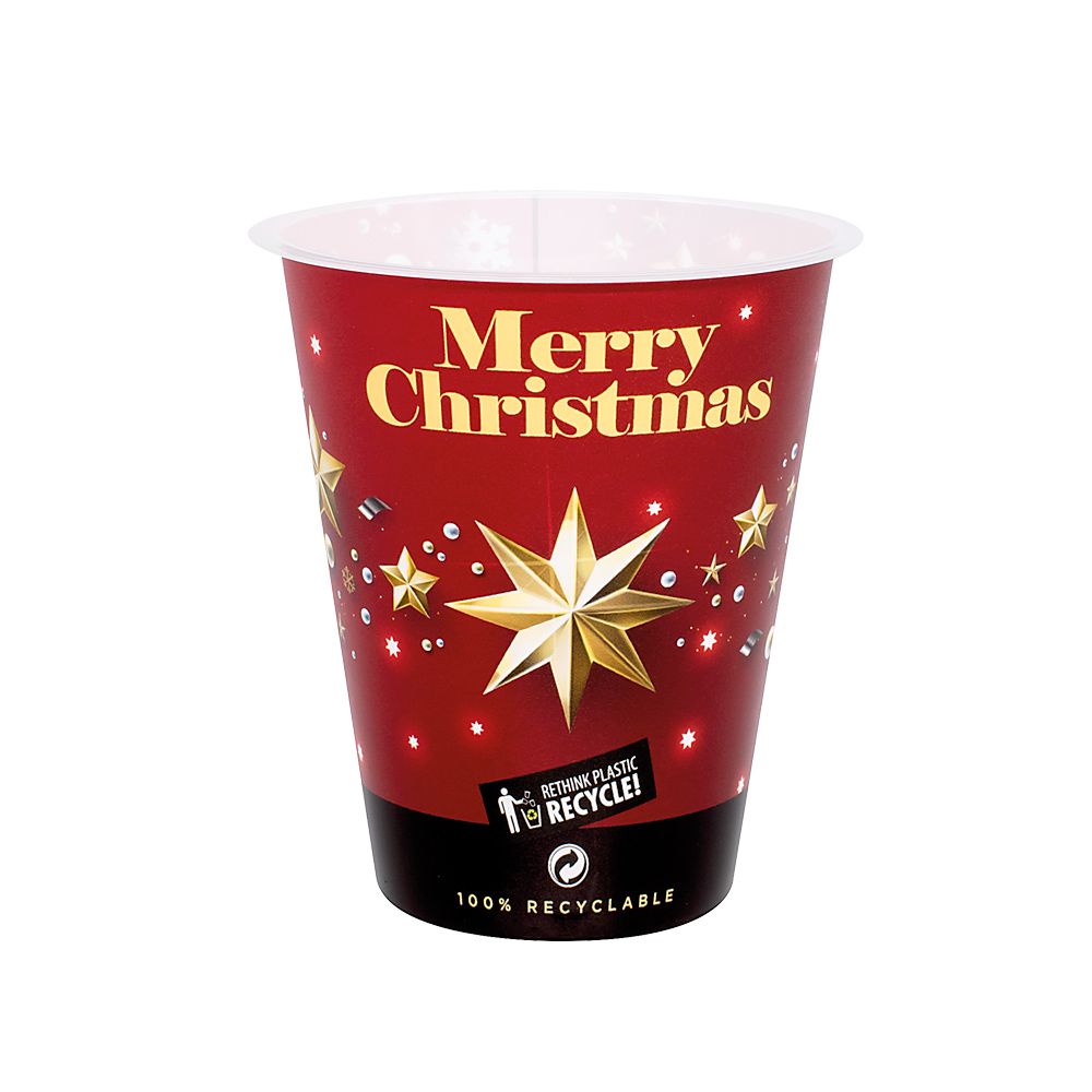 REUSABLE PLASTIC CUPS 420ml ''MERRY CHRISTMAS'' 40pcs THRACE PLASTICS