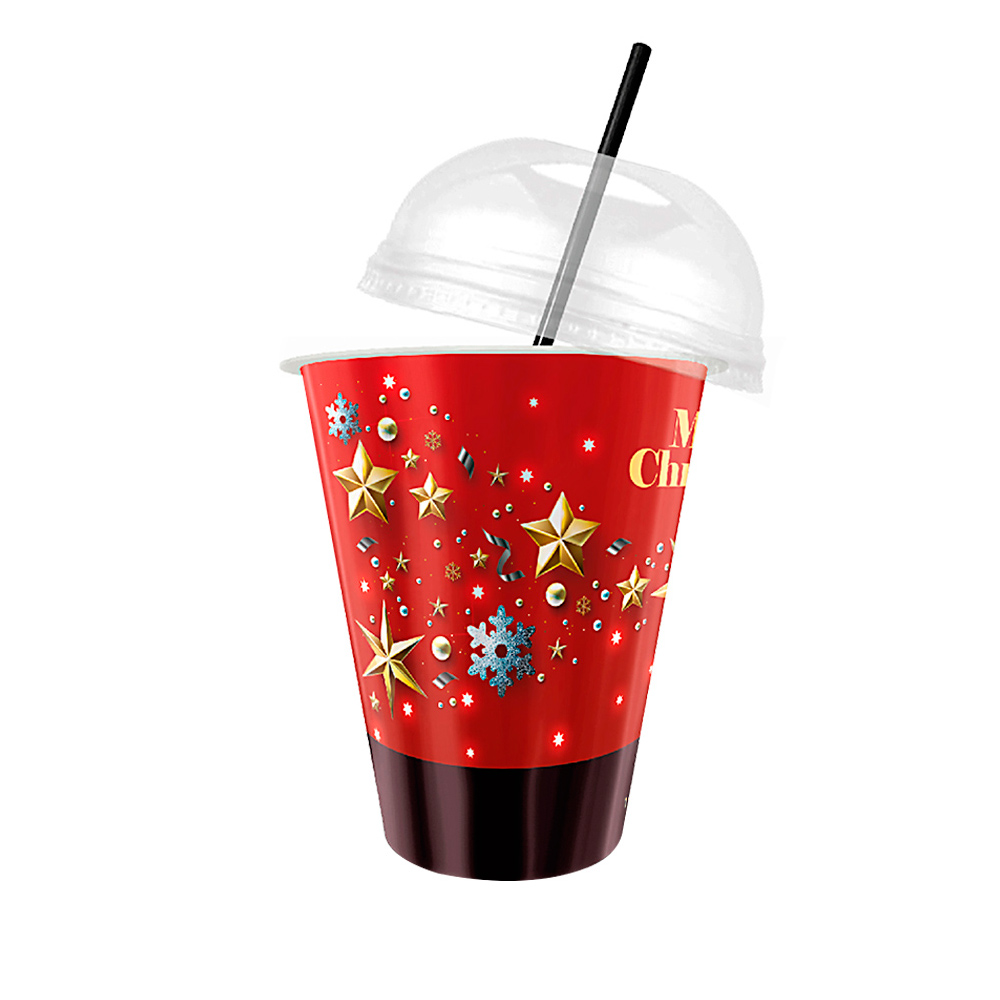 REUSABLE PLASTIC CUPS 420ml ''MERRY CHRISTMAS'' 40pcs THRACE PLASTICS