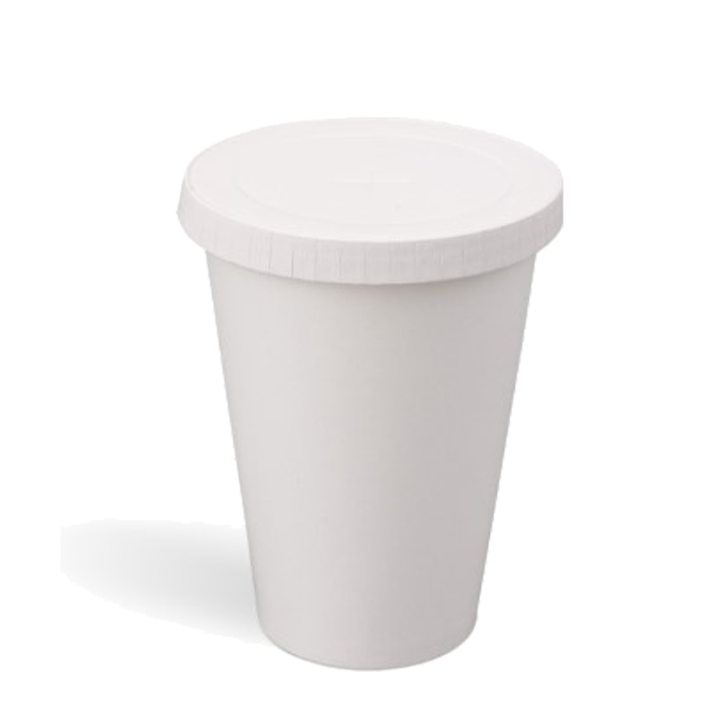 ΚΑΠΑΚΙ FLAT ΜΕ ΤΡΥΠΑ 90mm ΧΑΡΤΙΝΟ ΛΕΥΚΟ ΓΙΑ ΠΟΤΗΡΙ ΧΑΡΤΙΝΟ 14oz - 16oz 50ΤΕΜ