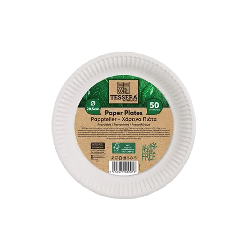 PAPER PLATE Φ20,5cm WHITE 50PCS