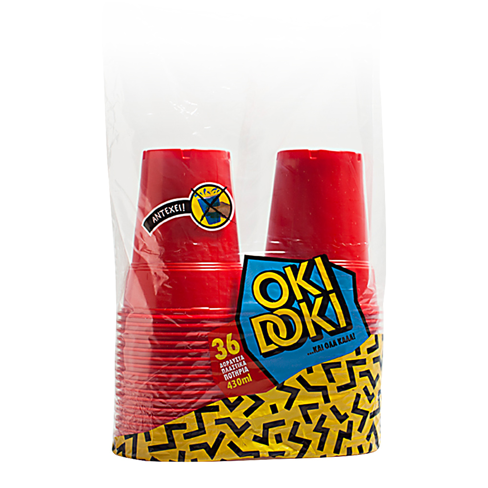 OKI DOKI ΠΛΑΣΤΙΚΟ ΠΟΤΗΡΙ ΚΟΚΚΙΝΟ 430ml 36ΤΕΜ ΠΛΑΣΤΙΚΑ ΘΡΑΚΗΣ