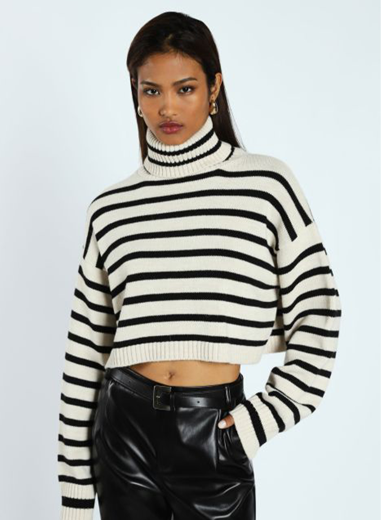 Turtleneck sweater with stripes - 0