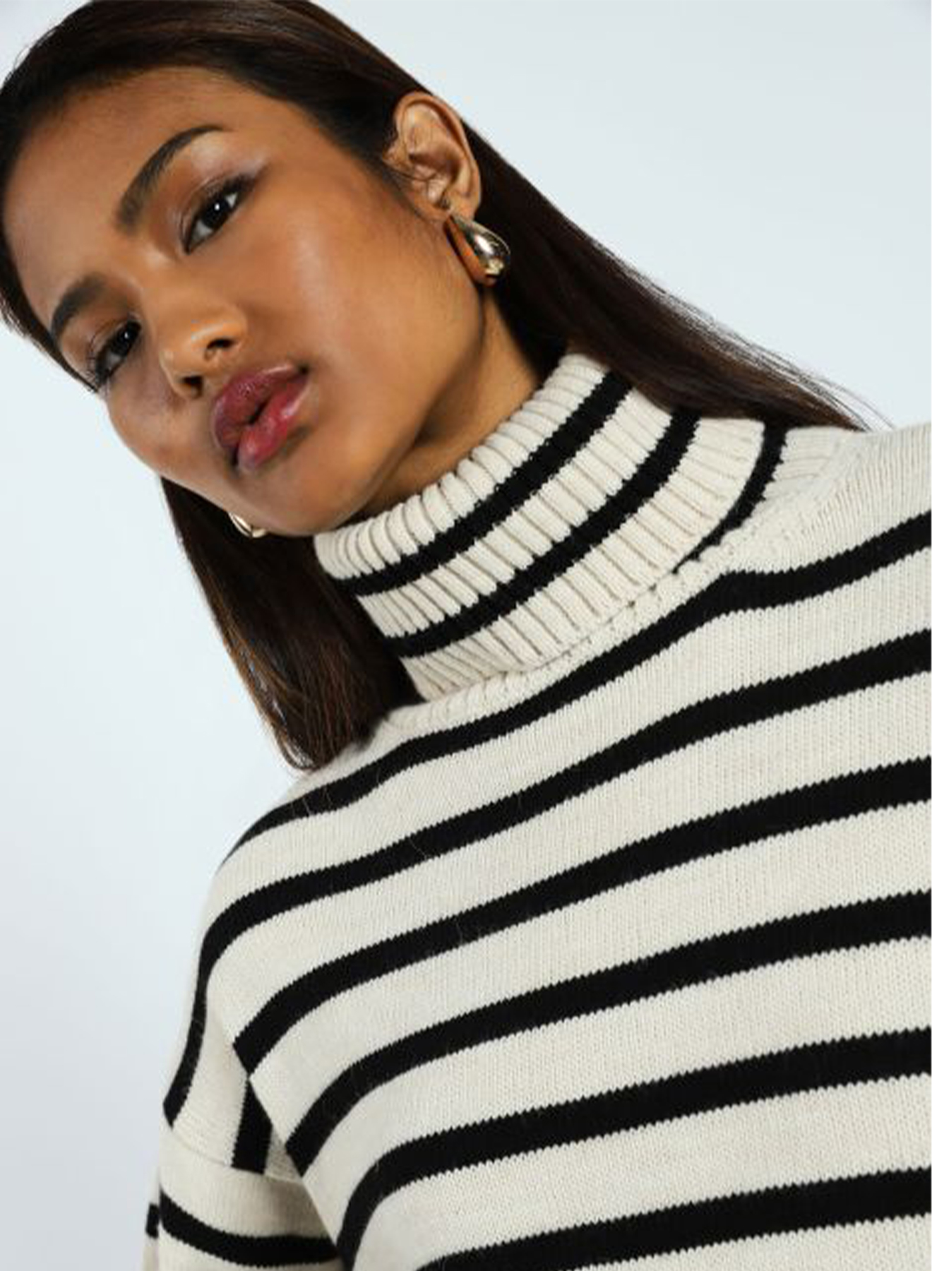 Turtleneck sweater with stripes - 1