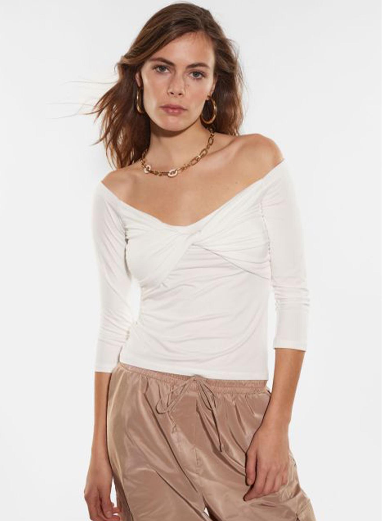 White off-the-shoulder Top with draping Imperial - 1