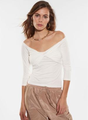 White off-the-shoulder Top with draping Imperial - 30325