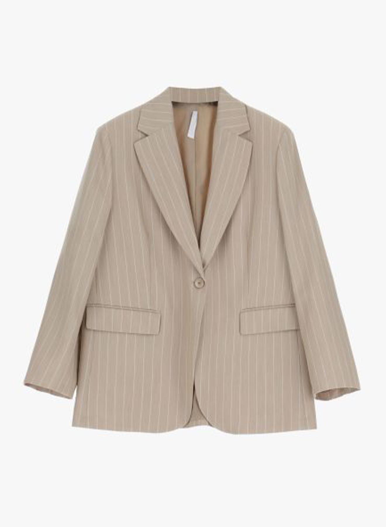 Beige Single-breasted pinstripe Jacket with single-button fastening Imperial - 5