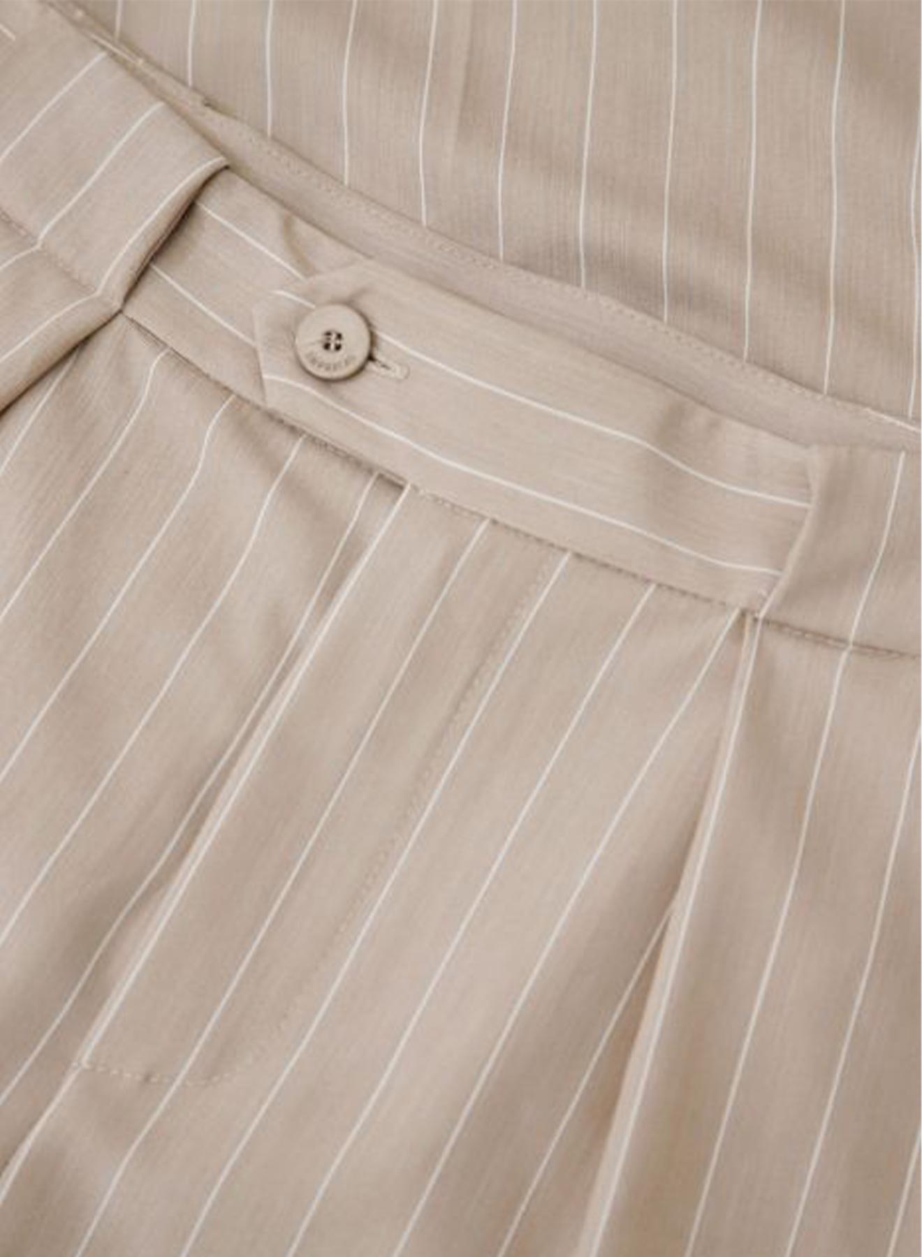 Beige wide legs Trousers with stripes and pleats Imperial - 5