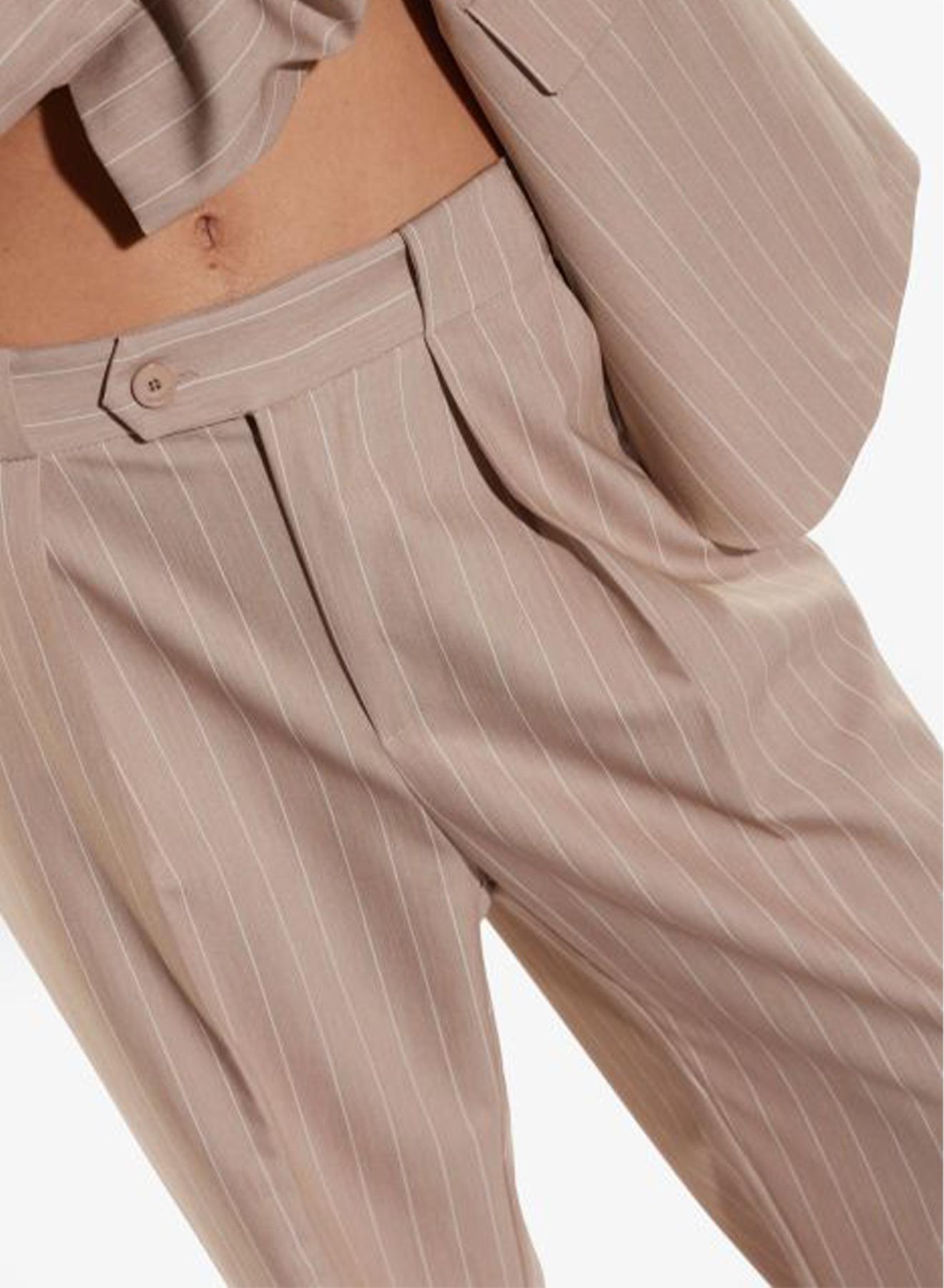 Beige wide legs Trousers with stripes and pleats Imperial - 2