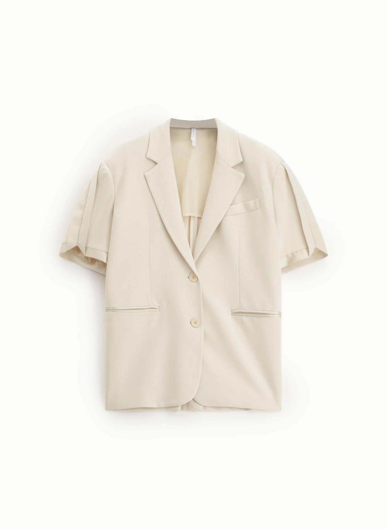 Beige oversized Jacket with short sleeves and with satin details Imperial  - 4