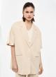 Beige oversized Jacket with short sleeves and with satin details Imperial  - 0