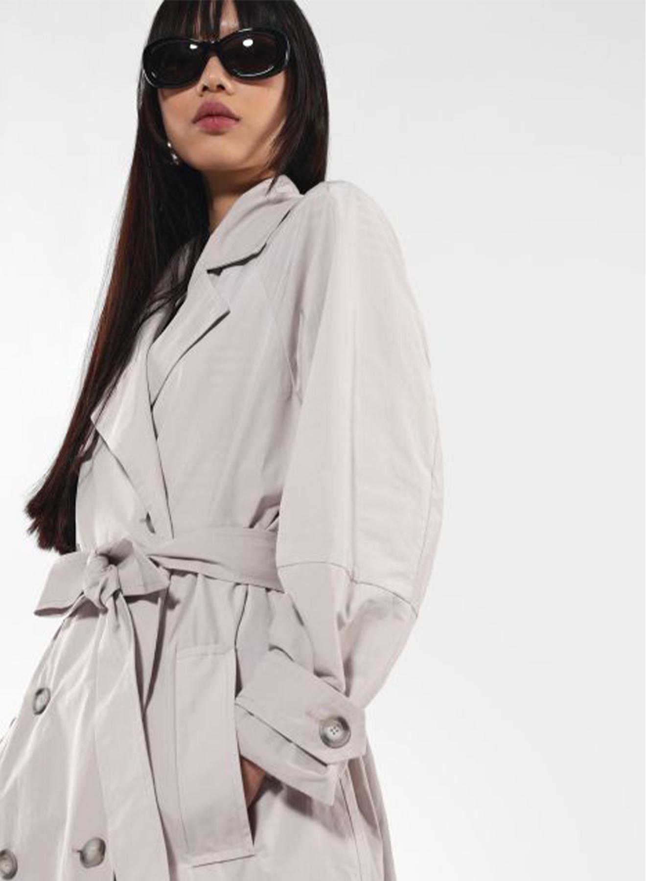 Ice Grey double breasted Trenchcoat with belt Imperial - 2