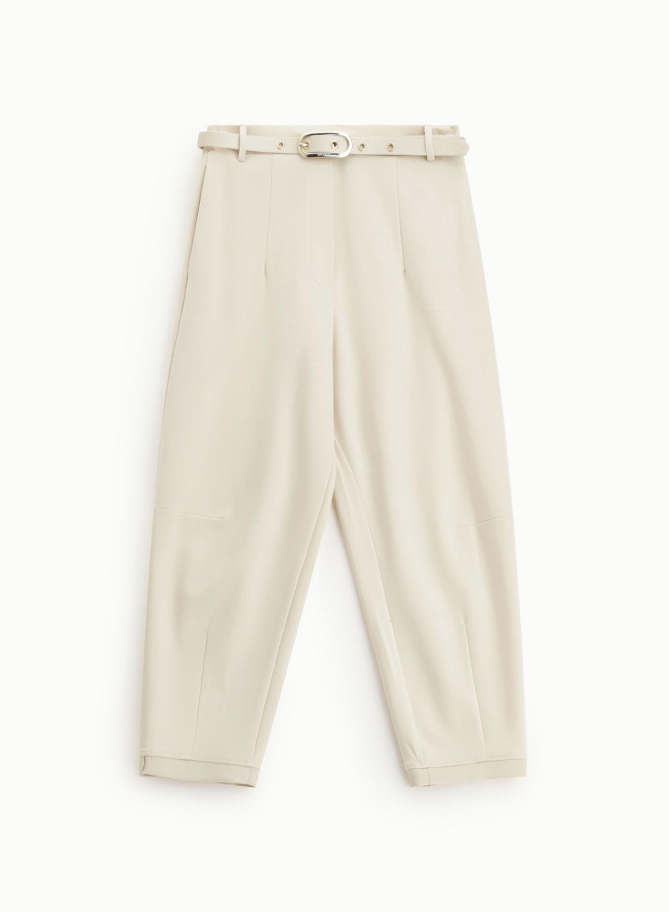 Beige cropped Trousers with belt Imperial - 3