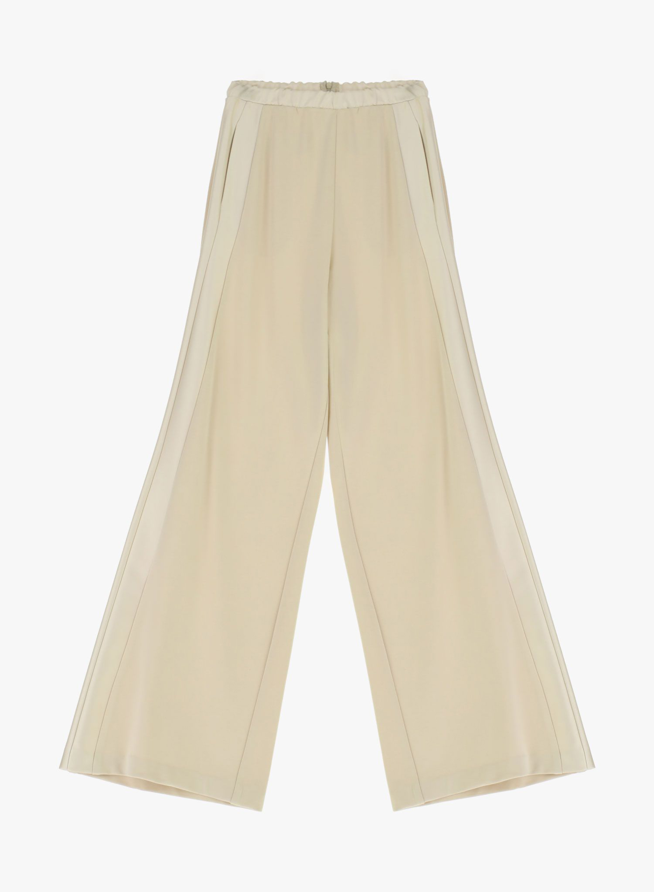 Beige wide legs Trousers with satin details and with elasticated waistband Imperial - 3