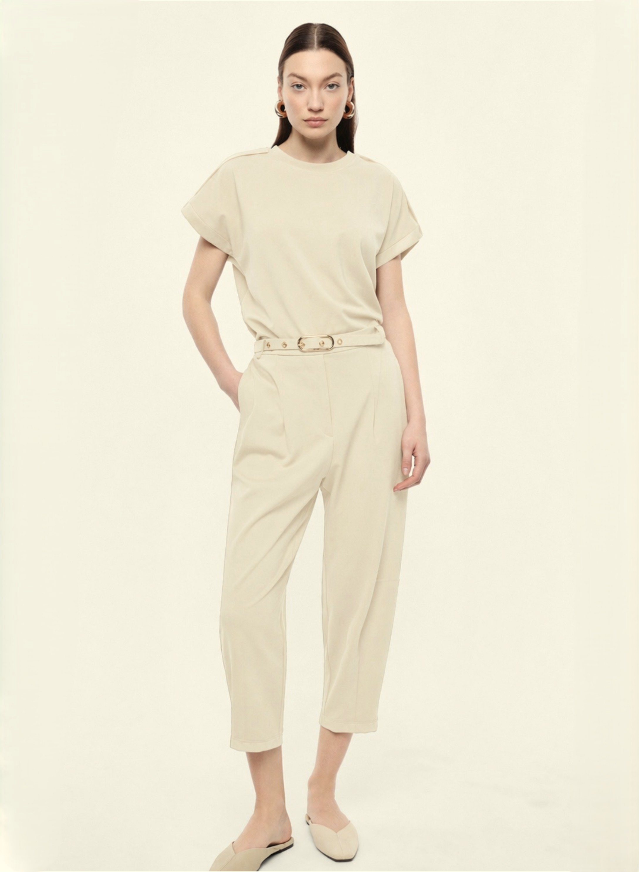 Beige Blouse with satin details Imperial - 0