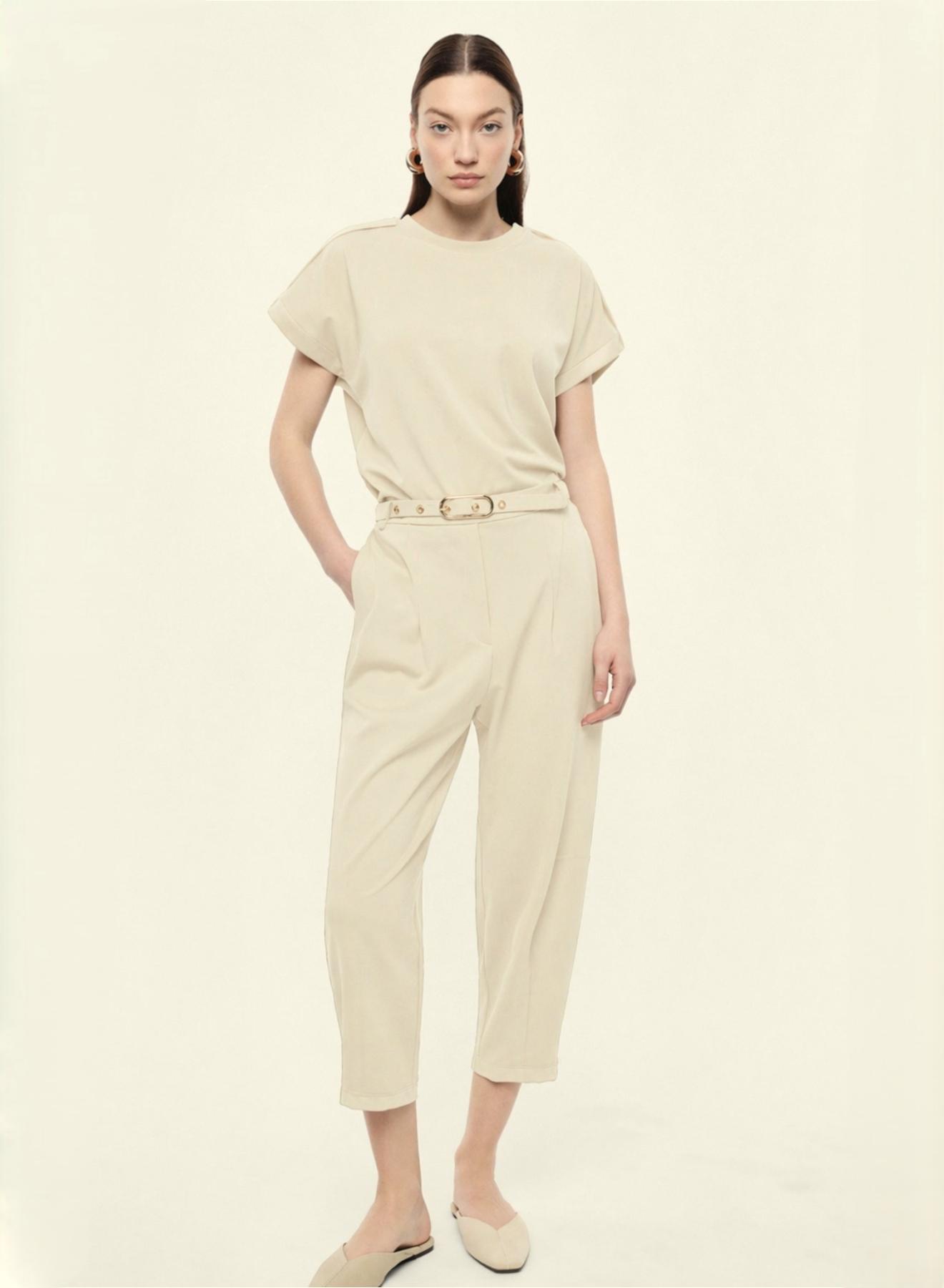 Beige Blouse with satin details Imperial - 1