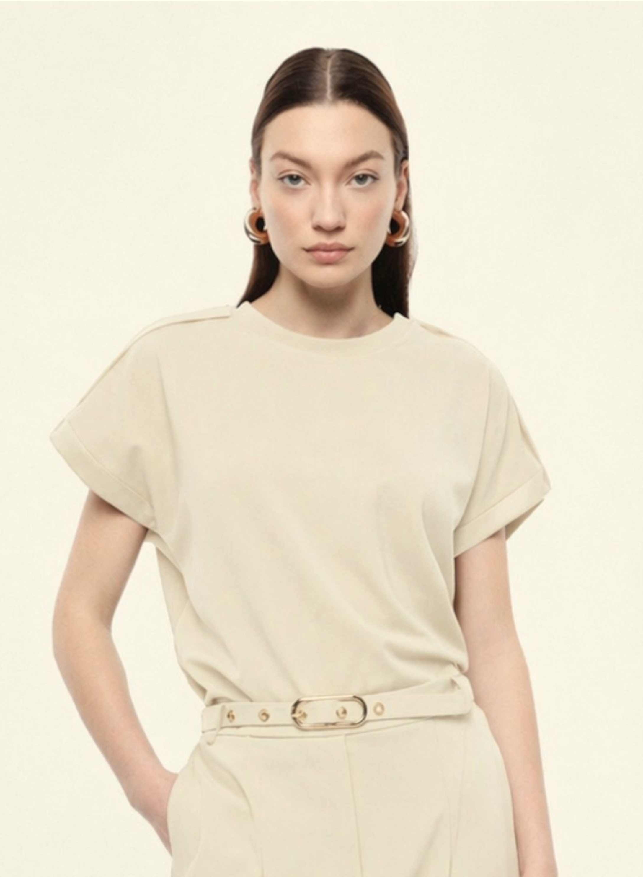 Beige Blouse with satin details Imperial - 1
