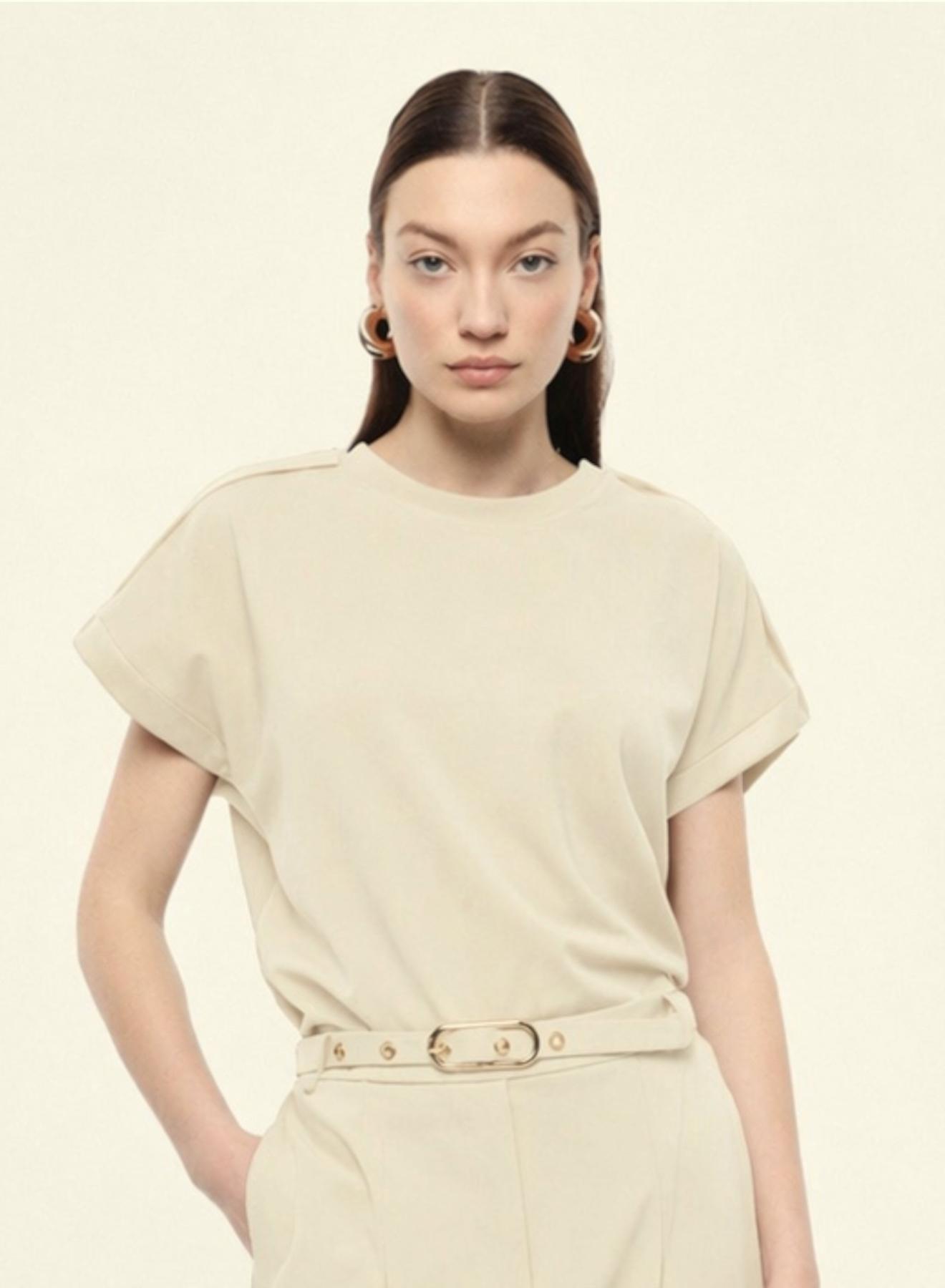 Beige Blouse with satin details Imperial - 2