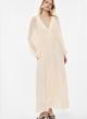 Μπεζ μακρύ φόρεμα με V λαιμόκοψη και με φαρδιά μανίκια Imperial - 1