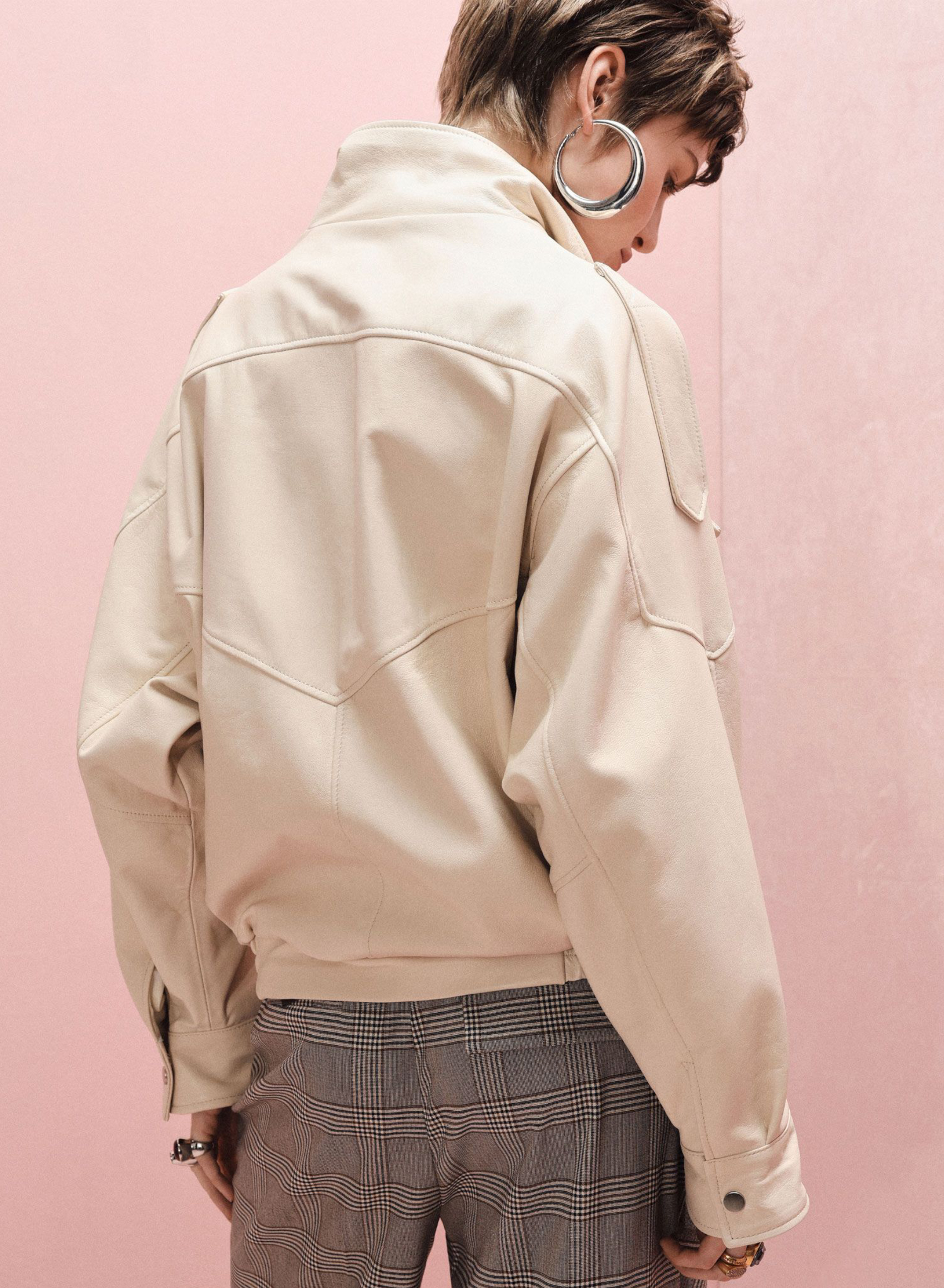 Beige leather Jacket Imperial - 5
