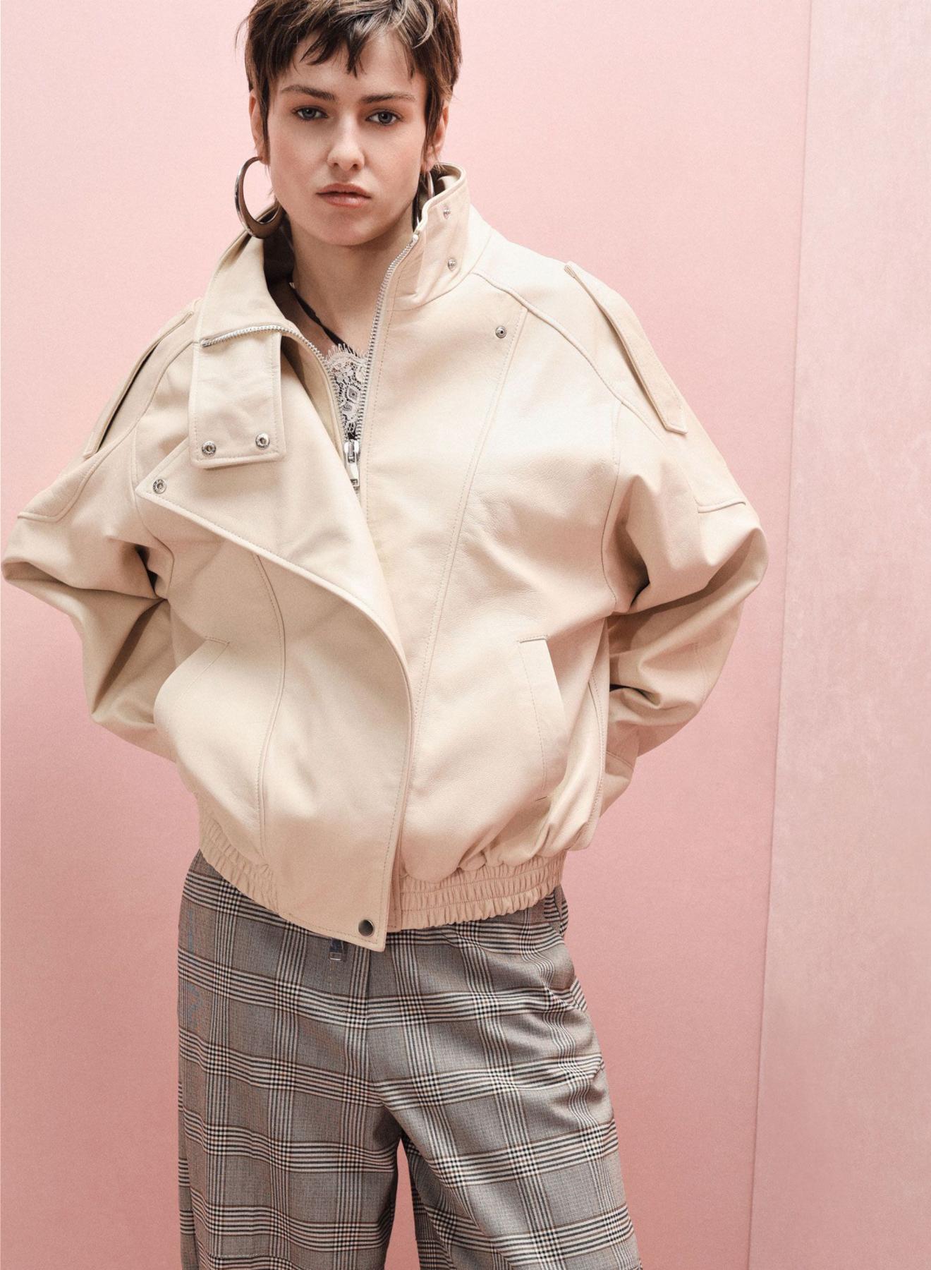 Beige leather Jacket Imperial - 4