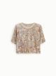 Beige Blouse with short sleeves and with sequin embellishment Imperial - 3