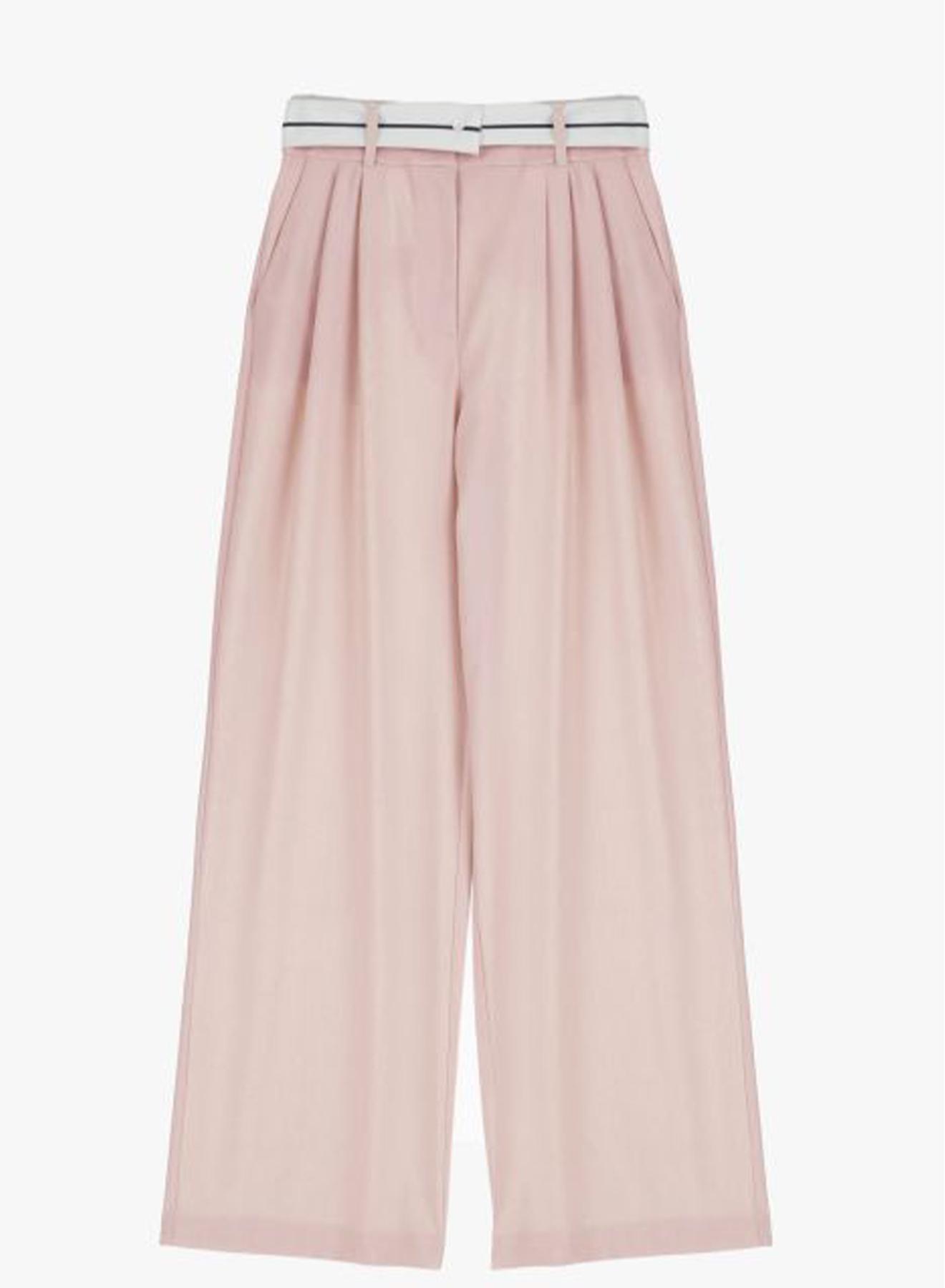Pink wide legs Trousers with pleats and belt Imperial - 4