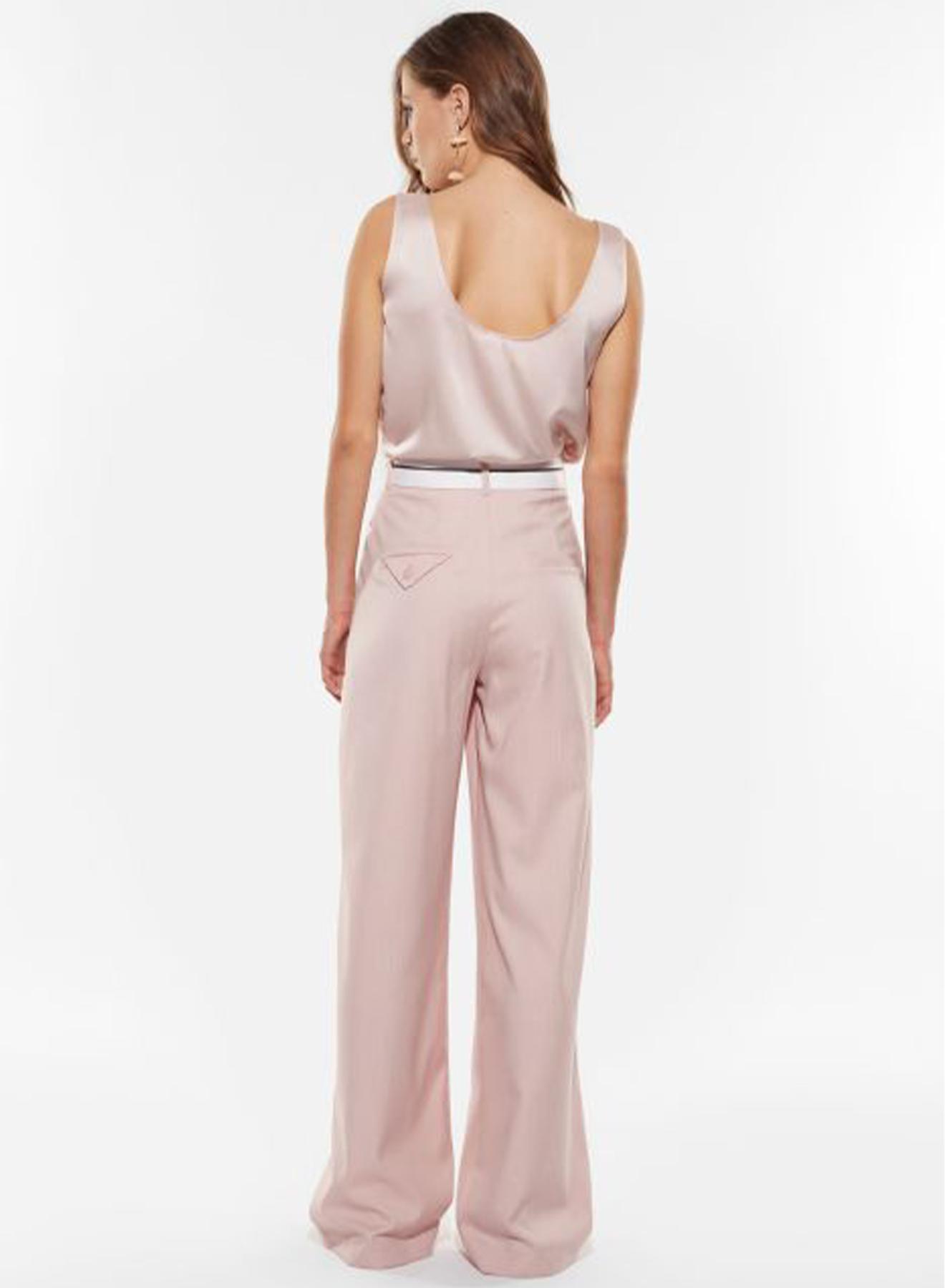 Pink wide legs Trousers with pleats and belt Imperial - 3