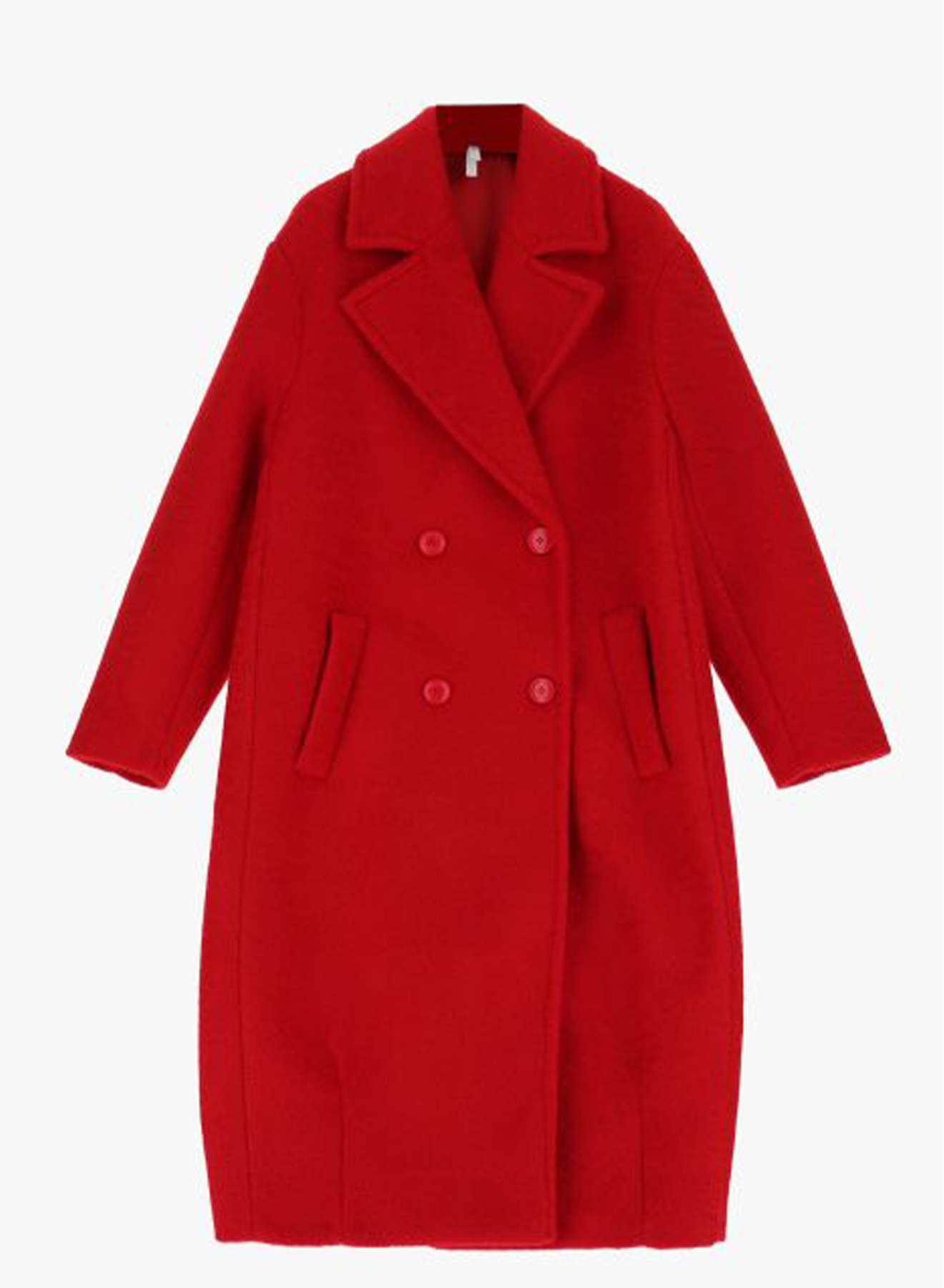 Μακρύ oversized σταυροκούμπωτο παλτό με κλασικά πέτα - 3