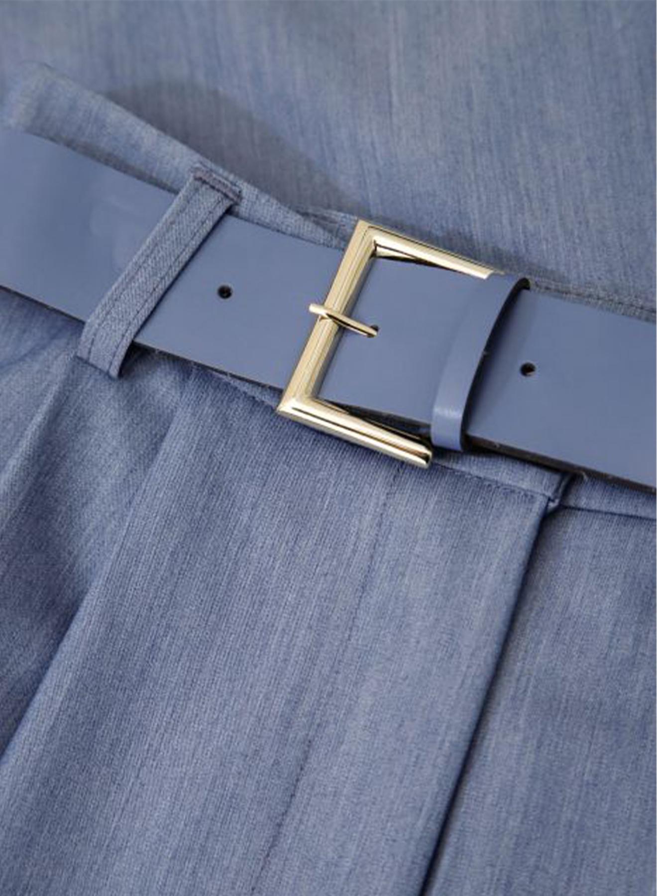 Blue wide legs Trousers with pleats and belt Imperial - 3