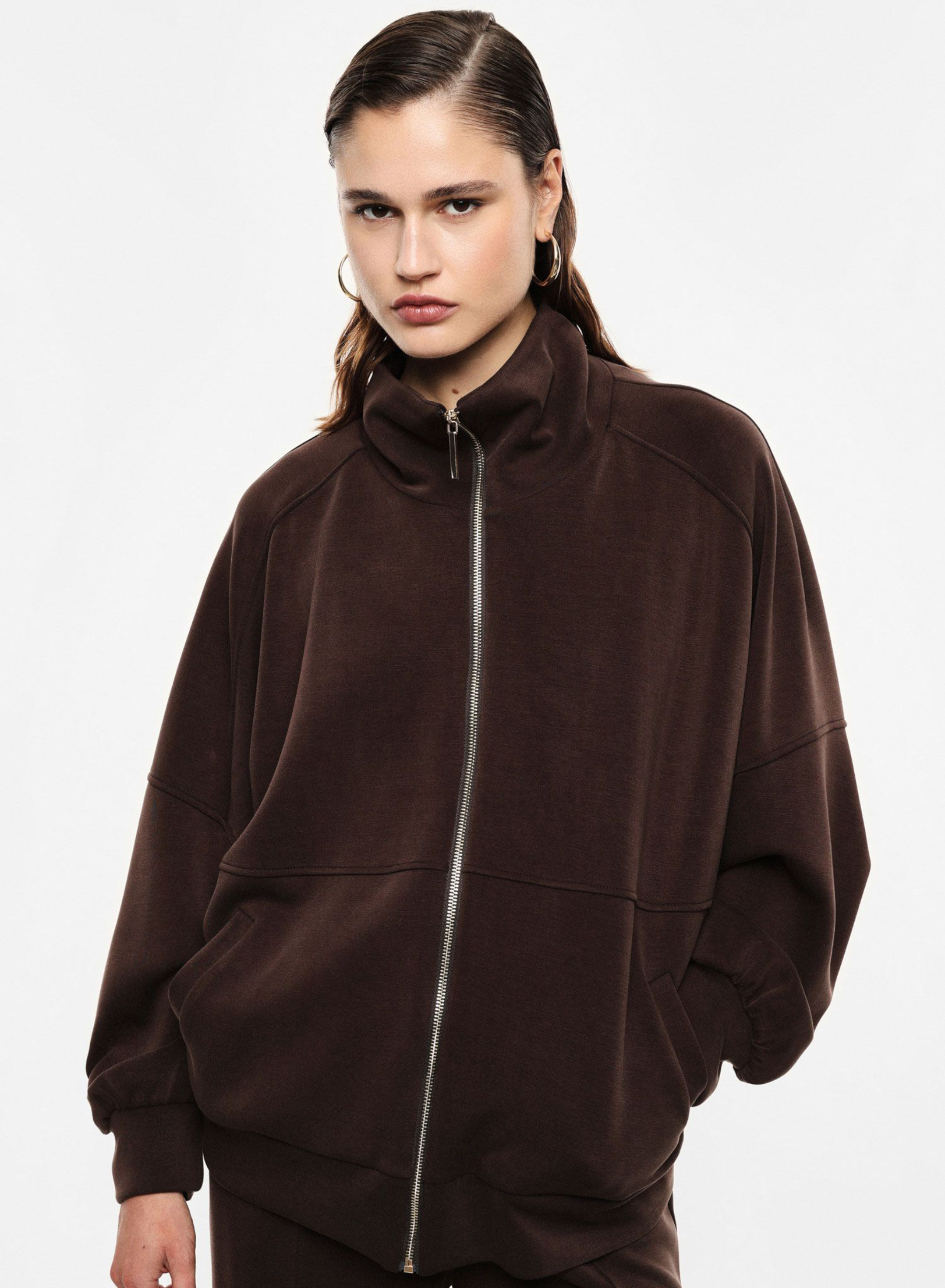 Chocolate Sweatshirt Jacket with zipper Imperial - 0