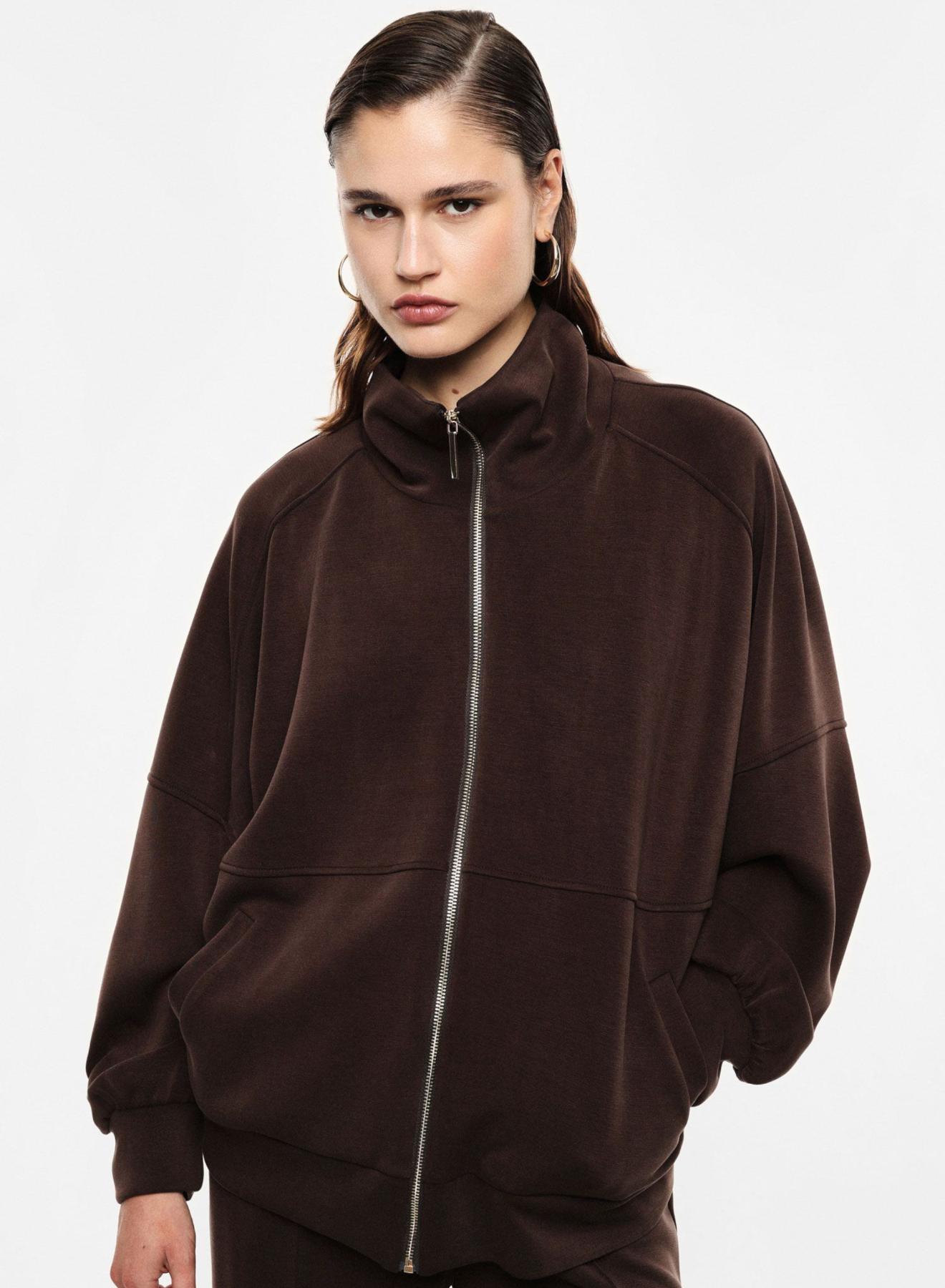 Chocolate Sweatshirt Jacket with zipper Imperial - 1
