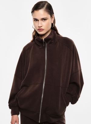 Chocolate Sweatshirt Jacket with zipper Imperial - 68979