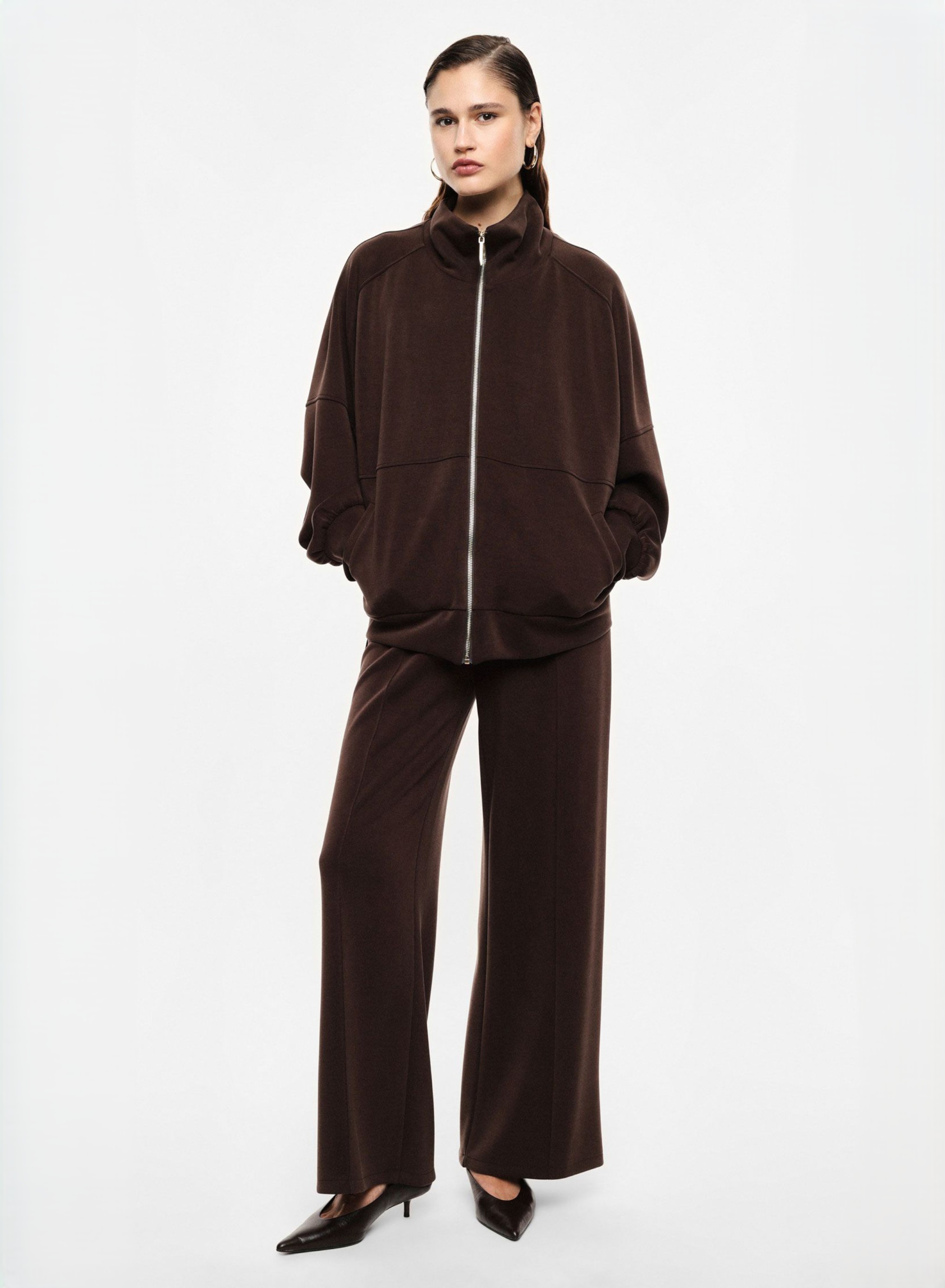 Chocolate Sweatshirt Jacket with zipper Imperial - 1