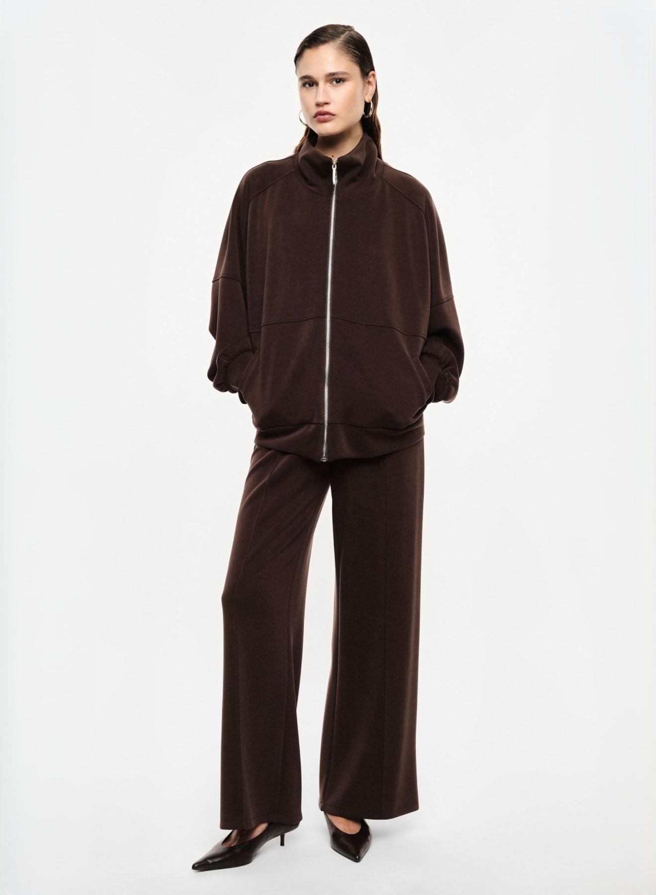 Chocolate Sweatshirt Jacket with zipper Imperial - 2